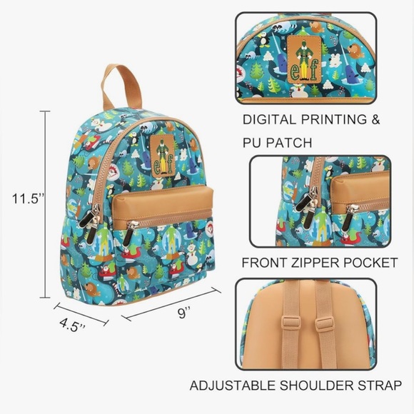 Bioworld Elf Movie Illustrated North Pole Pattern Mini Backpack - Picture 5 of 8